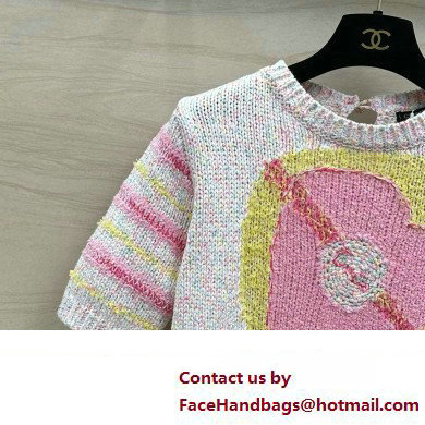 chanel Cotton & Mixed Fibers Pink & Multicolor TOP P76604 2024 - Click Image to Close